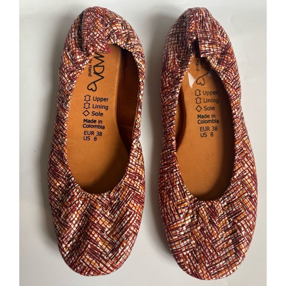 Amada Amalfi Multi-Pattern Woven Leather Ballet Flats Size 38/8~ Pristine